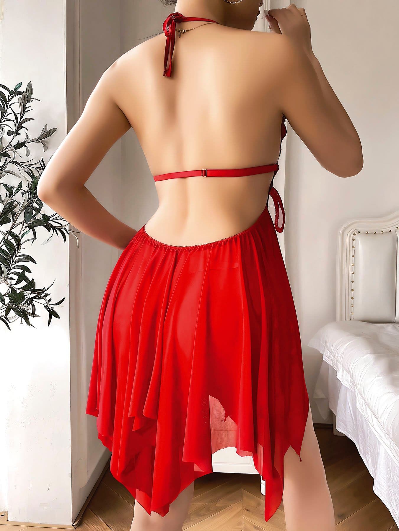 KELEBEK DESNLİ ŞEFFAF TÜL GECELİK thumbnail 2