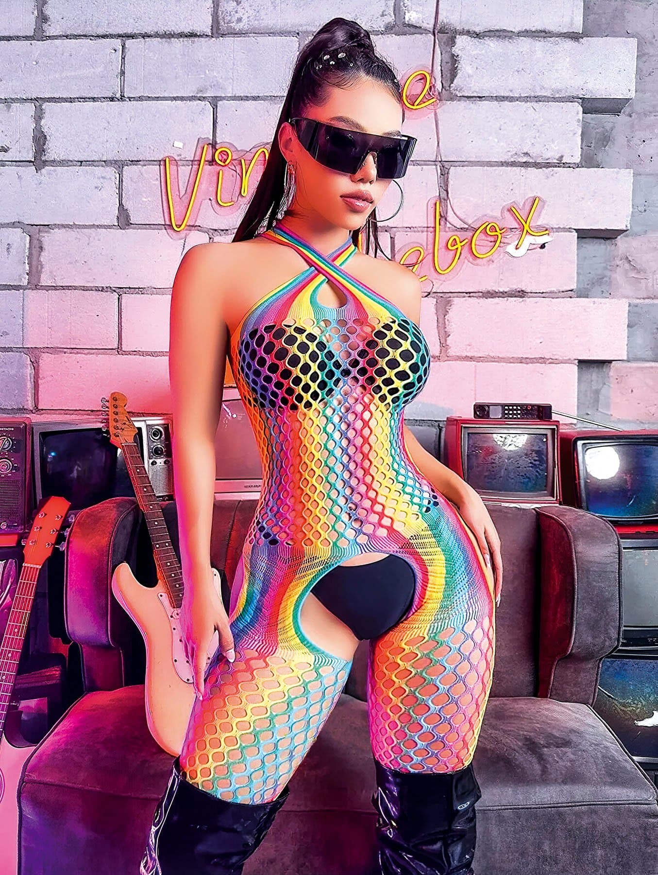 REKLİ DESENLİ VÜCUDU SARAN FİLELİ TULUM thumbnail 5