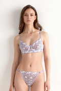 Lavanta Esintisi Çiçek Nakışlı Lingerie Set